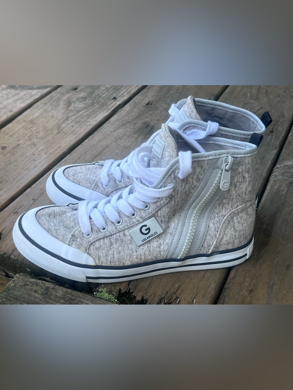 Size 6.5- GBG Los Angeles "Orlia" high-top sneakers- side zip